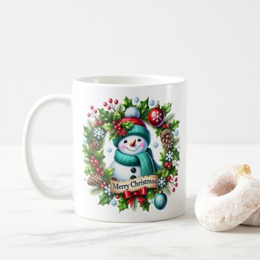 雪だるまリースコーヒーマグ コーヒーマグカップ (ドーナツ)