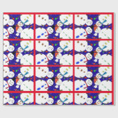 雪だるまレッドクリスマスラッピング紙 ラッピングペーパー (フラット)