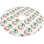 雪だるまレッドグリーンクリスマスホリデーギフトプレゼント ブラッシュドポリエステルツリースカート (アングル)