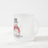 雪だるまレッドスカーフクリスマス フロストグラスマグカップ (正面右)