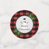 雪だるまレッドバッファロープレイドテーブル紙吹雪 コンフェッティ (スモール正面)