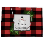 雪だるまレッドバッファロープレイド抱き枕 ラージペーパーバッグ (裏面)