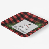 雪だるまレッドバッファロープレイド紙プレート ペーパープレート (傾斜あり)