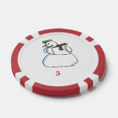 雪だるまレッド5ストライプのトランプのポーカーチップ ポーカーチップ (シングル)