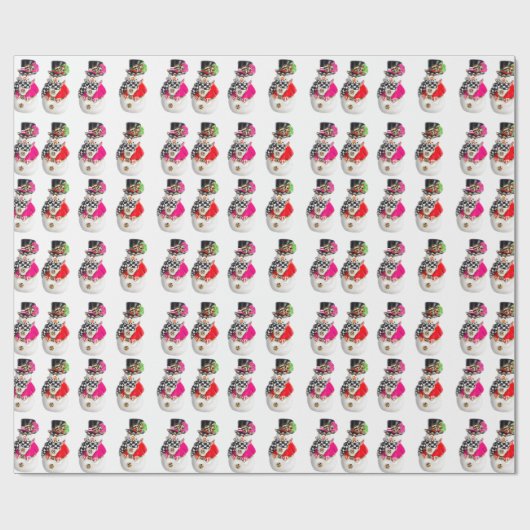 雪だるまレトロヴィンテージクリスマススノーマンおもしろい ラッピングペーパー (フラット)