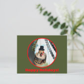 雪だるまレトロヴィンテージノスタルジッククリスマス シーズンポストカード (スタンド正面)