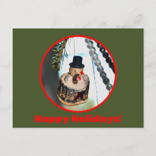 雪だるまレトロヴィンテージノスタルジッククリスマス シーズンポストカード (正面)