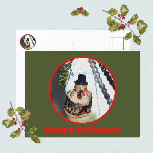 雪だるまレトロヴィンテージノスタルジッククリスマス シーズンポストカード