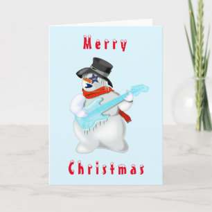 雪だるまロックミュージックギタリストおもしろいクリスマスカード カード