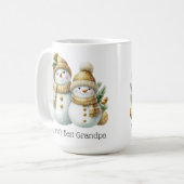 雪だるまワールドズグランドパ最高の金ゴールドグリーンクリスマス コーヒーマグカップ (正面左)