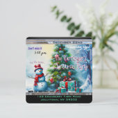 雪だるまヴィンテージのクリスマスパーティー 招待状 (スタンド正面)