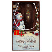 雪だるまヴィンテージクリスマスシーンスモール抱き枕 スモールペーパーバッグ (裏面)