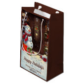雪だるまヴィンテージクリスマスシーンスモール抱き枕 スモールペーパーバッグ (裏面アングル)