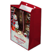 雪だるまヴィンテージクリスマスシーンミディアム抱き枕 ミディアムペーパーバッグ (裏面アングル)