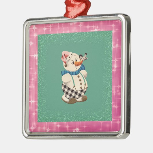 雪だるまヴィンテージクリスマス メタルオーナメント (左)