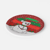 雪だるまヴィンテージレインボースノーフレークスレッドグリーン7" ペーパープレート (アングル)