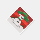 雪だるまヴィンテージレインボースノーフレークスレッドグリーン スタンダードカクテルナプキン (角)