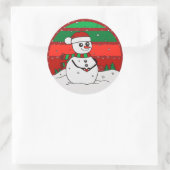 雪だるまヴィンテージレインボースノーフレークスレッドグリーン ラウンドシール (バッグ)