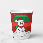 雪だるまヴィンテージレインボースノーフレークスレッドグリーン 紙コップ (裏面)