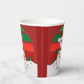 雪だるまヴィンテージレインボースノーフレークスレッドグリーン 紙コップ (右)