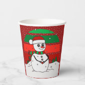 雪だるまヴィンテージレインボースノーフレークスレッドグリーン 紙コップ (正面)