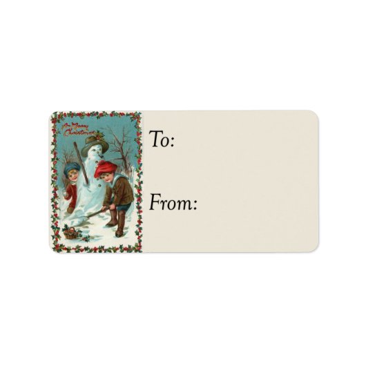 雪だるまヴィンテージ贈与ラベル ラベル (正面)