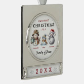 雪だるま三種初めてのクリスマス シルバープレートバナーオーナメント (右)