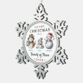 雪だるま三種初めてのクリスマス スノーフレークピューターオーナメント (右)