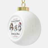 雪だるま三種初めてのクリスマス セラミックボールオーナメント (右)