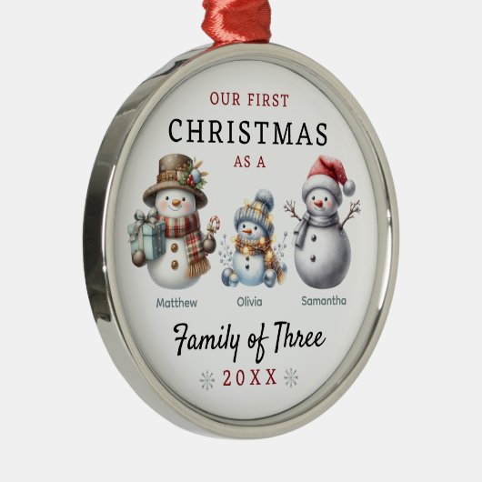 雪だるま三種初めてのクリスマス メタルオーナメント (右)