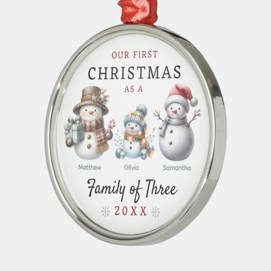 雪だるま三種初めてのクリスマス メタルオーナメント (左)