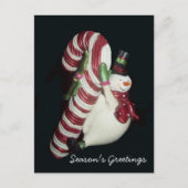雪だるま付きキャンディーケーン葉書 シーズンポストカード (正面)