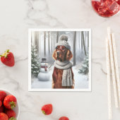 雪だるま付きクリスマスアイリッシュセッター スタンダードカクテルナプキン (インサイチュ)