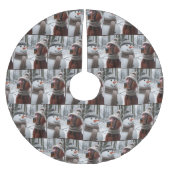 雪だるま付きクリスマスアイリッシュセッター ブラッシュドポリエステルツリースカート (正面)