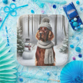 雪だるま付きクリスマスアイリッシュセッター ペーパープレート (パーティー)