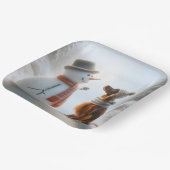 雪だるま付きクリスマスアイリッシュセッター ペーパープレート (傾斜あり)