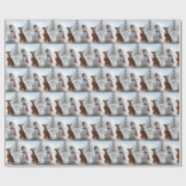 雪だるま付きクリスマスアイリッシュセッター ラッピングペーパー (フラット)