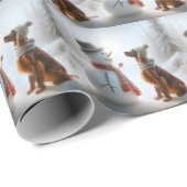 雪だるま付きクリスマスアイリッシュセッター ラッピングペーパー (ロールコーナー)