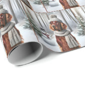 雪だるま付きクリスマスアイリッシュセッター ラッピングペーパー (ロールコーナー)