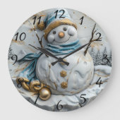 雪だるま付きクリスマス応援 ラージ壁時計 (正面)