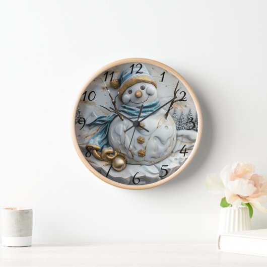 雪だるま付きクリスマス応援 壁時計 (ホーム)