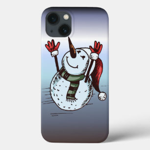 雪だるま付きサンタハット – ニンジン鼻 – グリーンスカーフ iPhone 13ケース