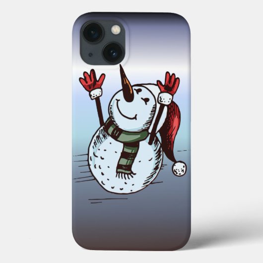 雪だるま付きサンタハット – ニンジン鼻 – グリーンスカーフ Case-Mate iPhoneケース (裏面)