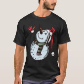 雪だるま付きサンタハット – ニンジン鼻 – グリーンスカーフ Tシャツ (正面)