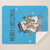 雪だるま付きストッキングフリースシェルパブランケット シェルパブランケット (正面(横))