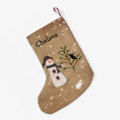 雪だるま付きツリークリスマスストッキング スモールクリスマスストッキング (裏面 (吊り時))