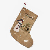 雪だるま付きツリークリスマスストッキング スモールクリスマスストッキング (正面 (吊り時))