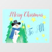 雪だるま付きティール（緑がかった色）ブルー ウィンドウサイン (シート)