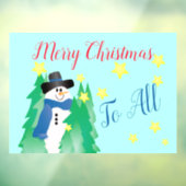 雪だるま付きティール（緑がかった色）ブルー ウィンドウサイン (シート3)