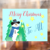 雪だるま付きティール（緑がかった色）ブルー ウィンドウサイン (シート2)